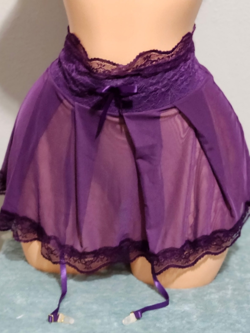 Purple Lace Garter Skirt w/Adjustable Straps